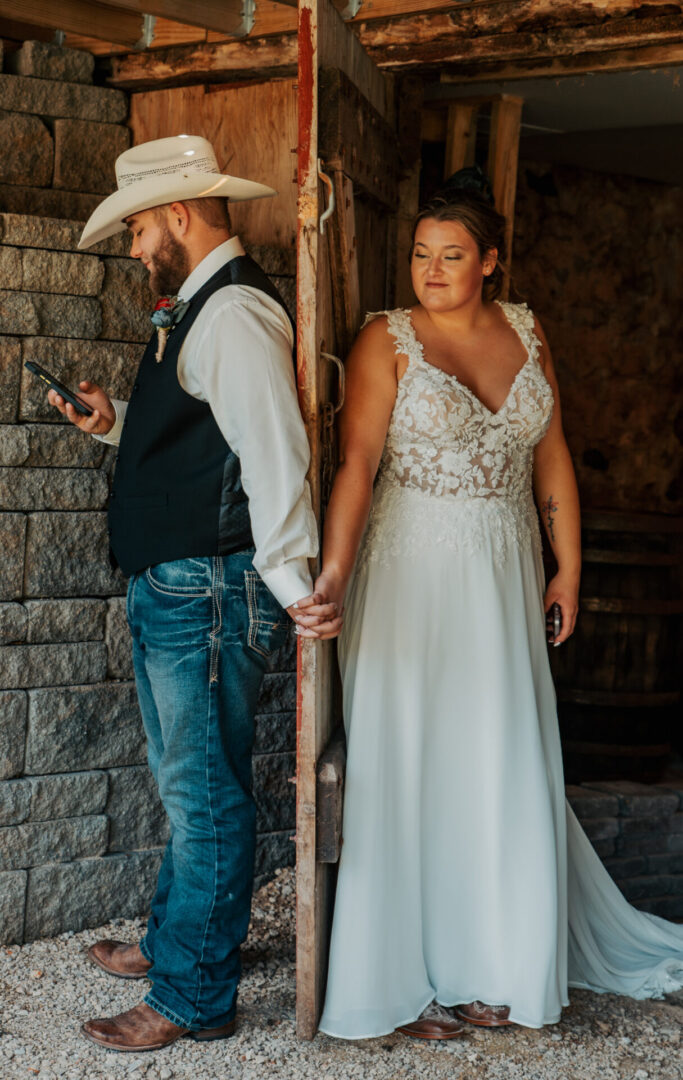 A man and woman standing next to each other.